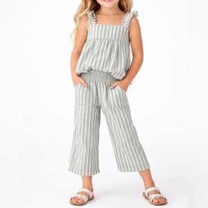 Haute Hippie Sage and White Striped Kids Girls matching set - Size S (5/6)